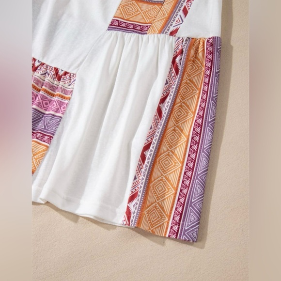 Bohemian White and Orange Tunic Top - Picture 10 of 15